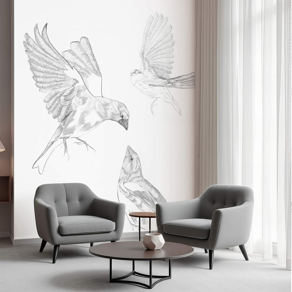 Gruppe von Vögeln mit Flügeln