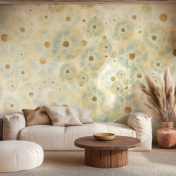 Gruppe von Blumen in Gelb und Blau