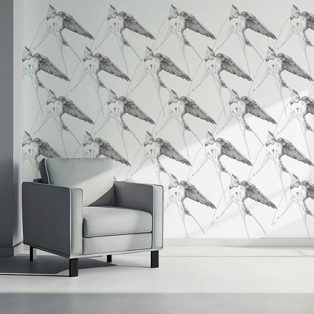 Gruppe von Vögeln mit Flügeln