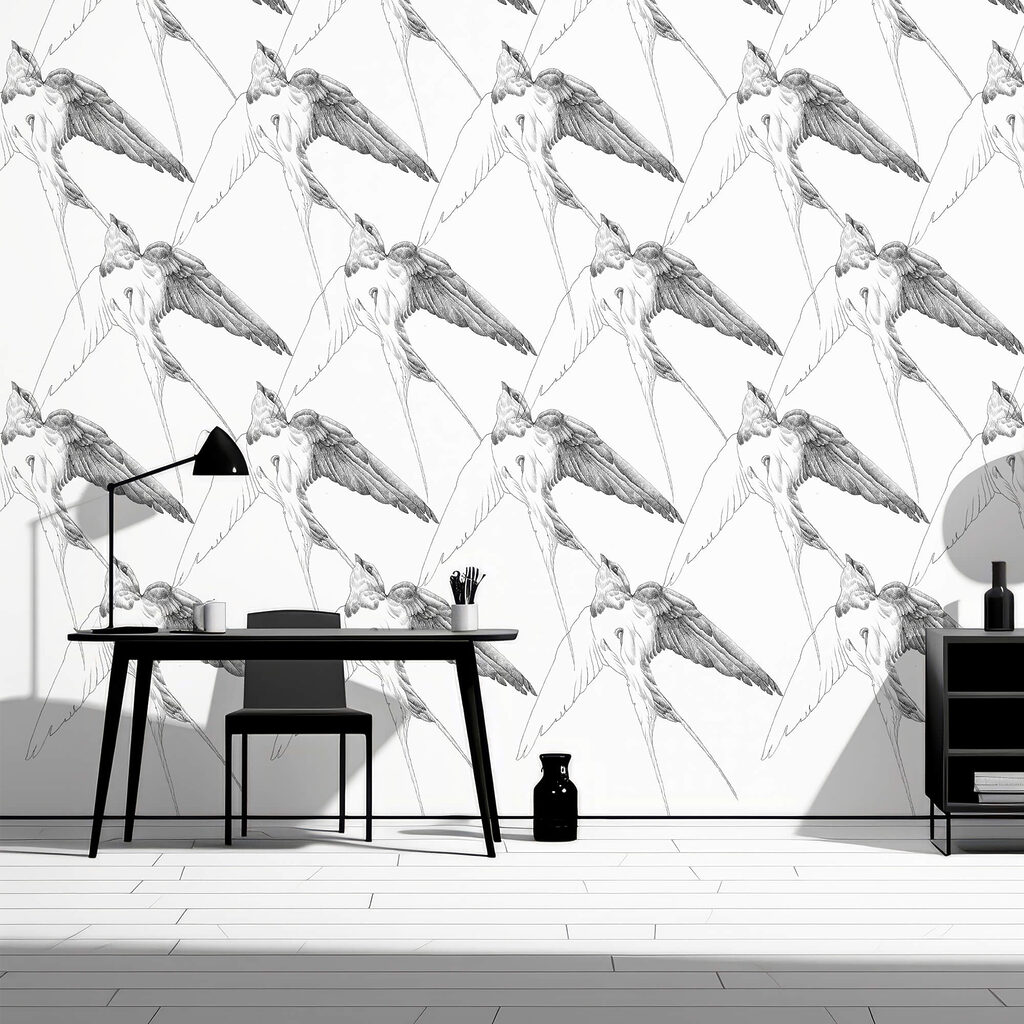 Gruppe von Vögeln mit Flügeln