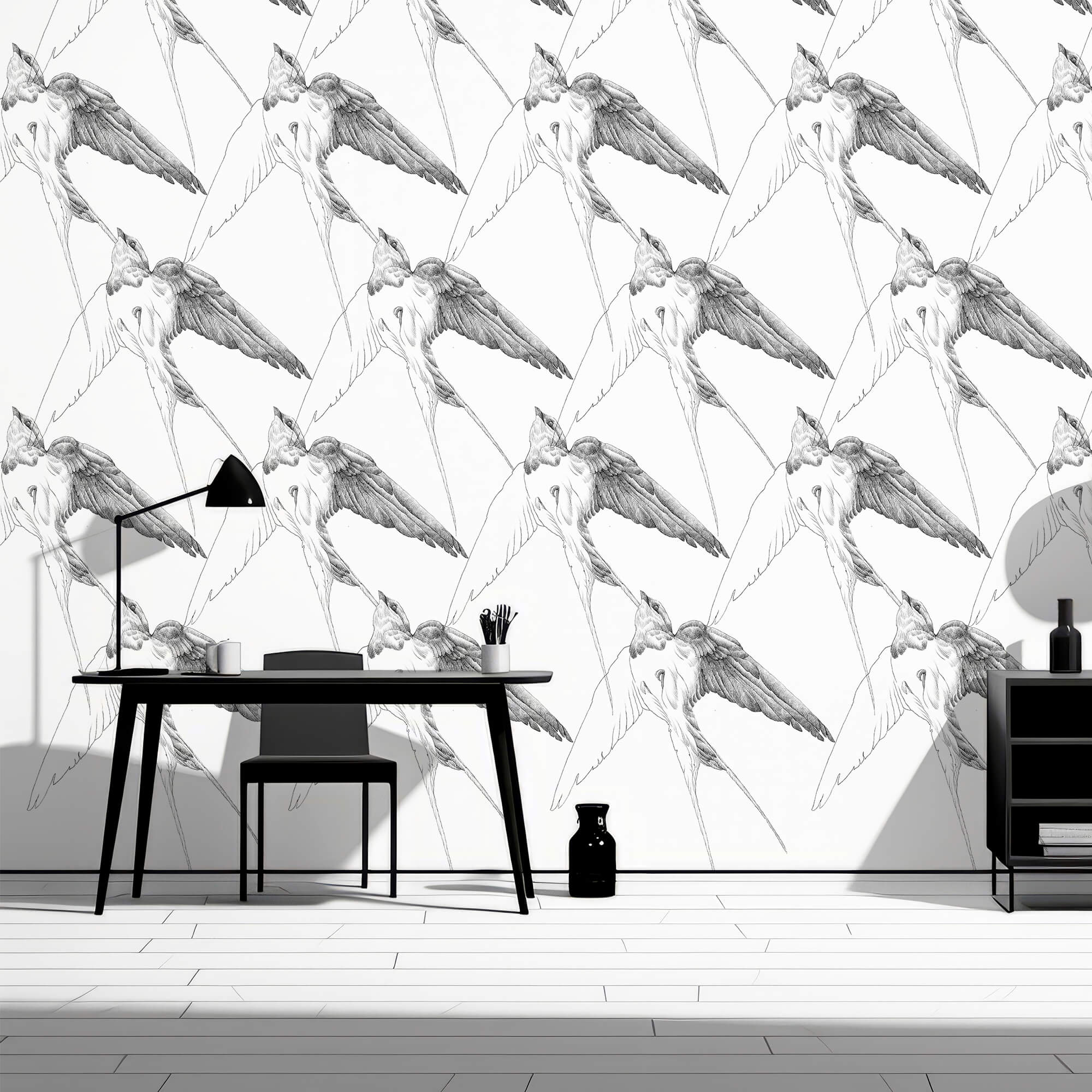 Gruppe von Vögeln mit Flügeln