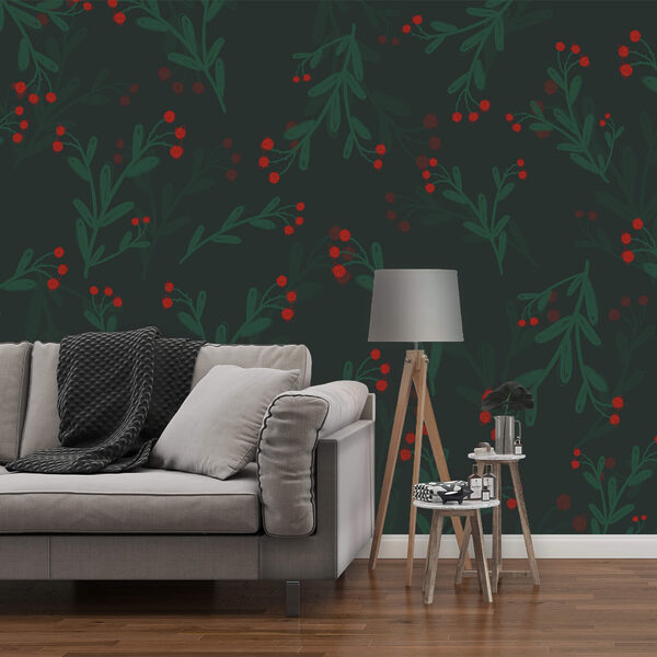 Muster aus roten Blumen und Blättern Muster aus roten Blumen und Blättern