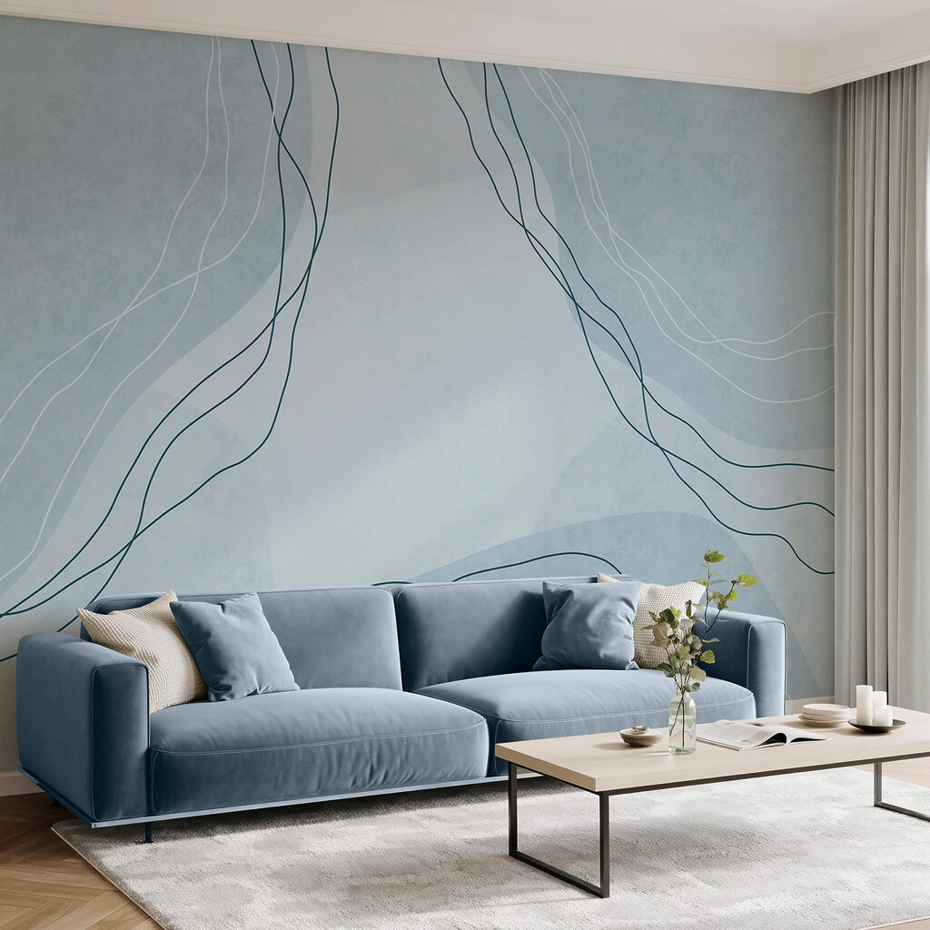 Blauer und weißer Hintergrund mit Linien