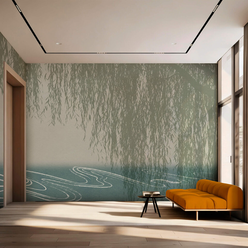 Wasser mit einem Weidenbaum