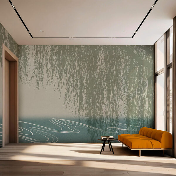 Wasser mit einem Weidenbaum