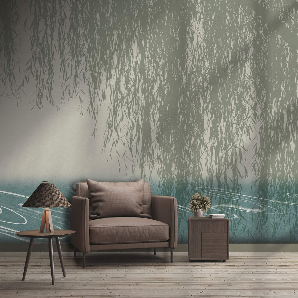 Wasser mit einem Weidenbaum