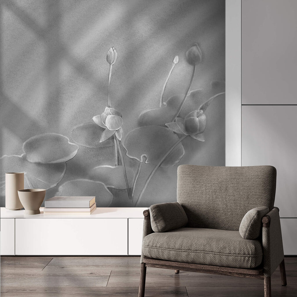 Eine ruhige Seerosenlandschaft, wunderschön eingefangen