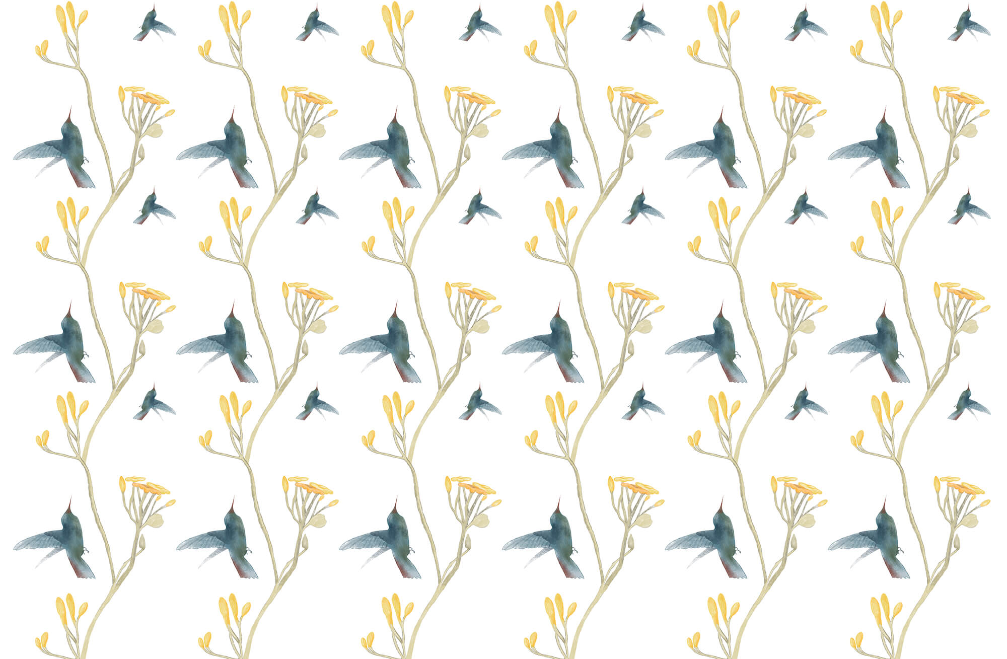 Pattern of birds and flowers