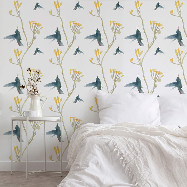 Muster aus Vögeln und Blumen