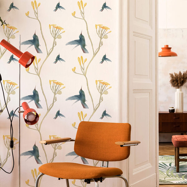 Muster aus Vögeln und Blumen