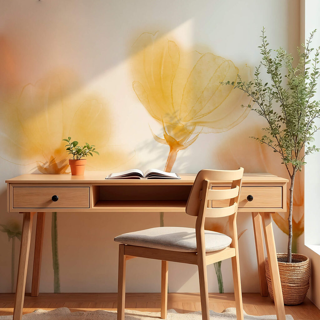 Gruppe von Blumen mit Licht