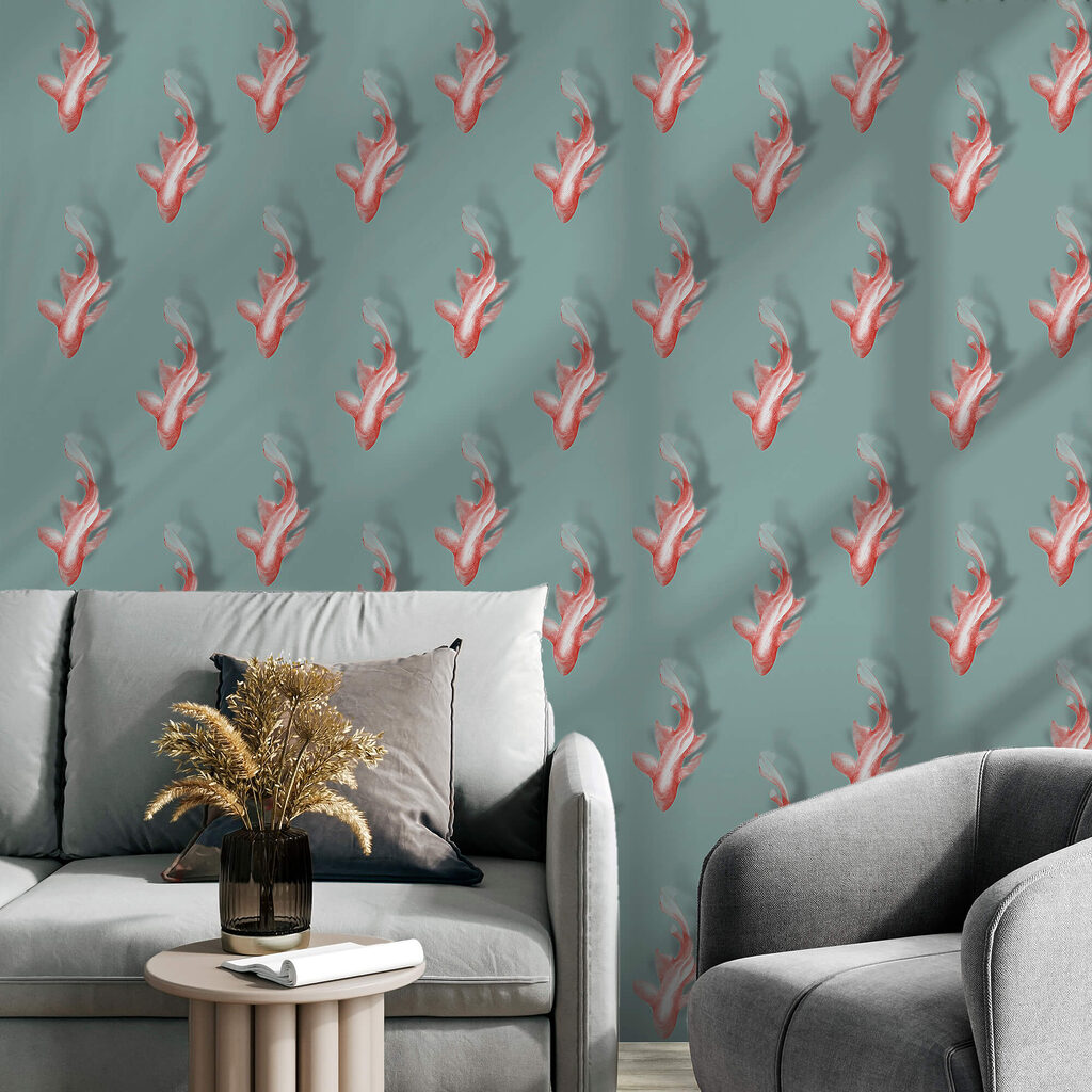 Fischmuster auf blauem Hintergrund