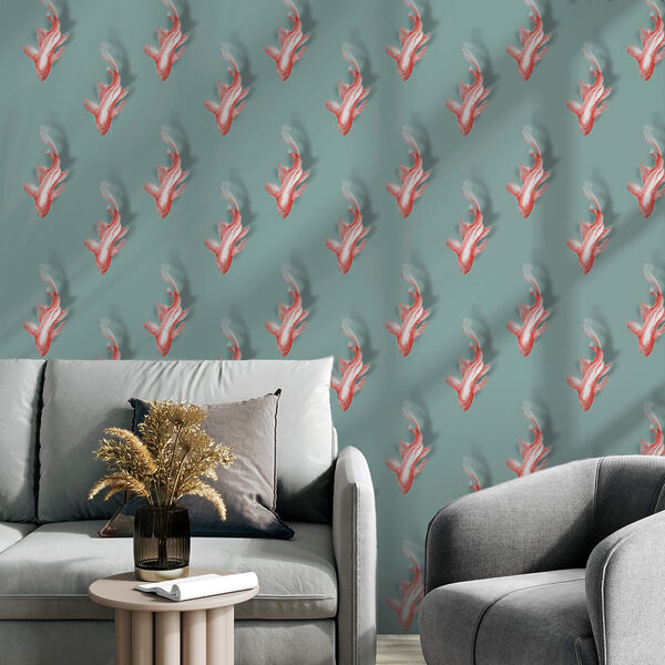 Fischmuster auf blauem Hintergrund