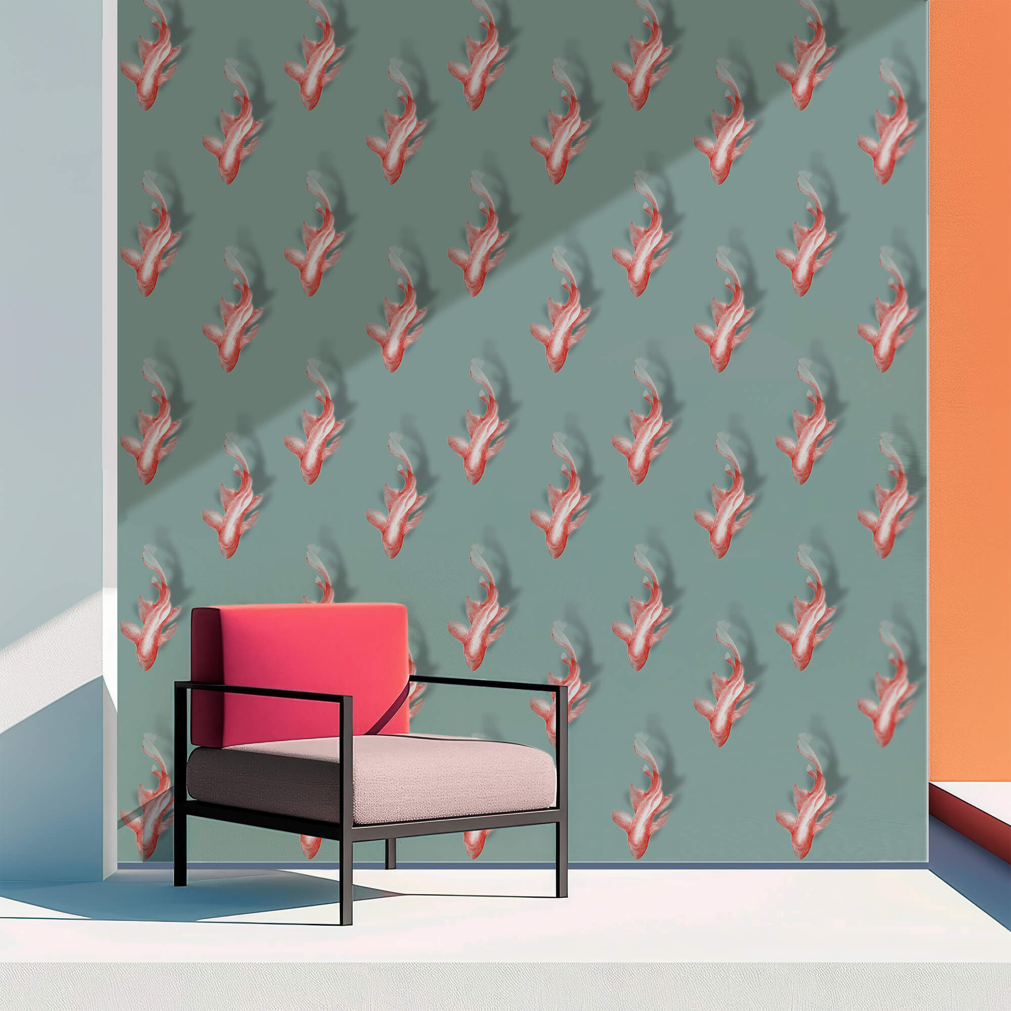 Fischmuster auf blauem Hintergrund