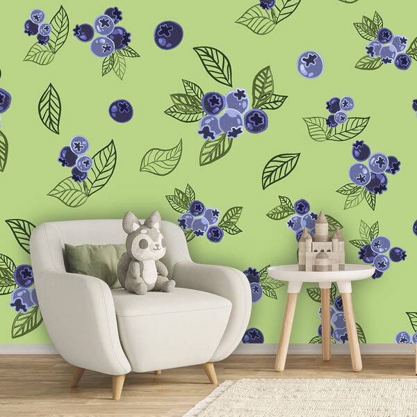 Motiv mit Heidelbeeren und Blättern