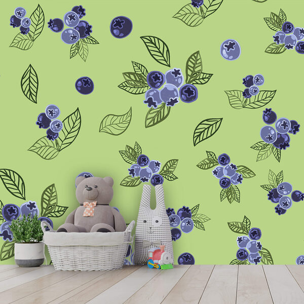 Motiv mit Heidelbeeren und Blättern