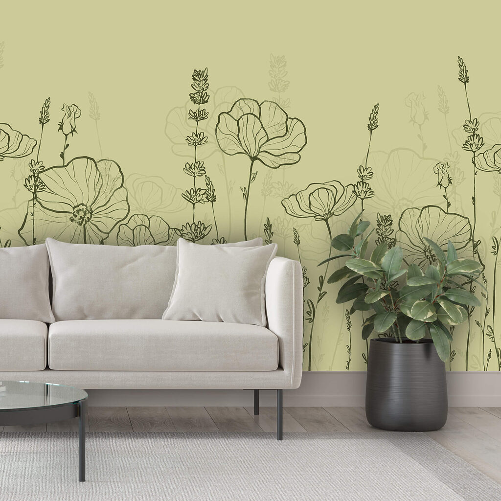 Strichzeichnung von Blumen