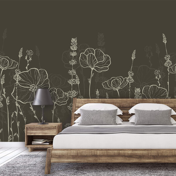 Eine Reihe von Blumen auf dunklem Hintergrund