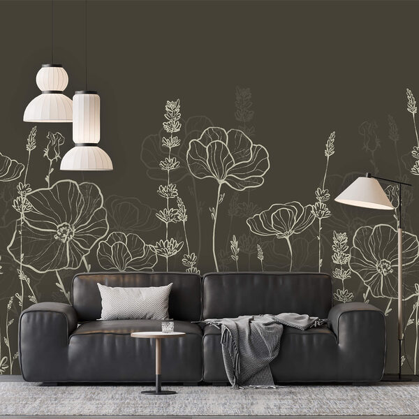Eine Reihe von Blumen auf dunklem Hintergrund