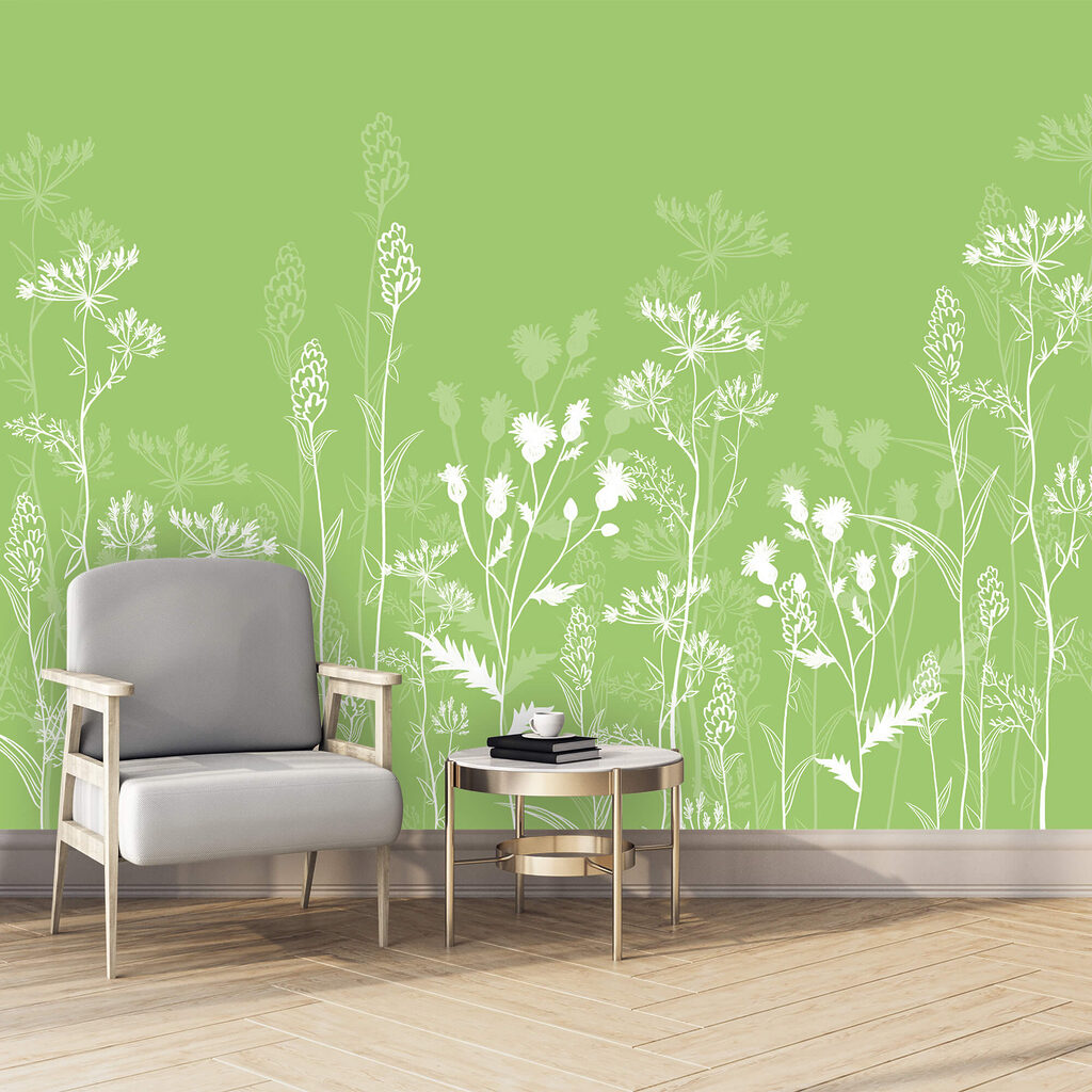 Weiße Blumen auf grünem Hintergrund Weiße Blumen auf grünem Hintergrund
