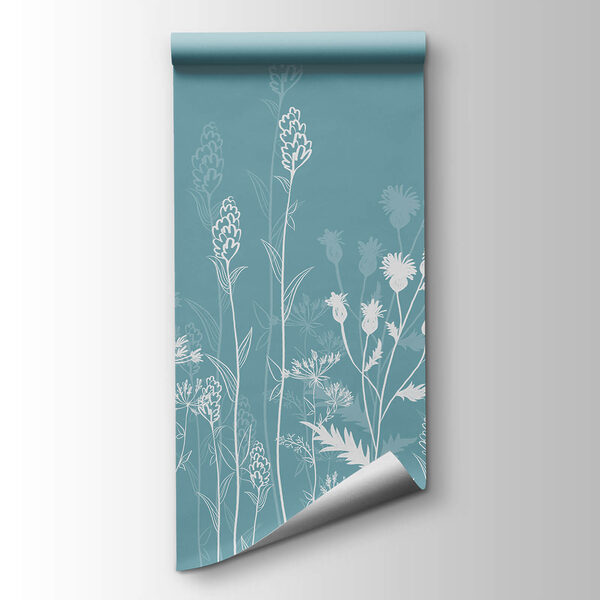 White flowers on a blue background White flowers on a blue background