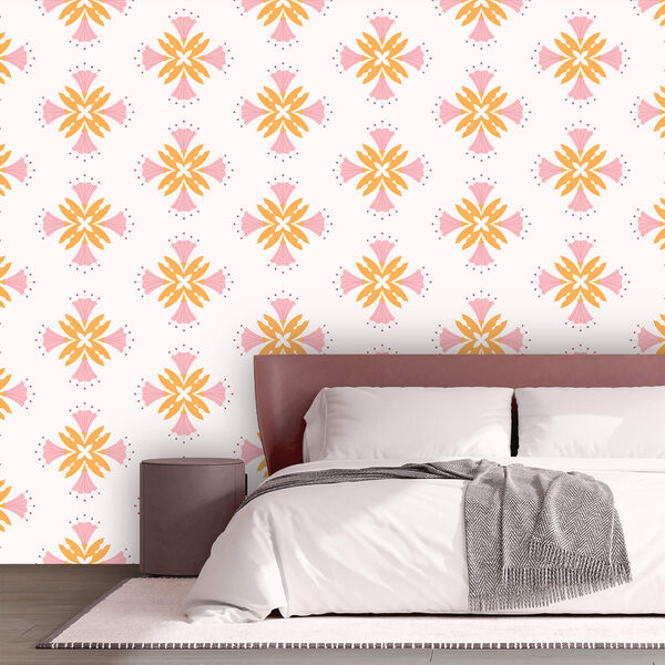 Muster aus rosa und orangefarbenen Blumen