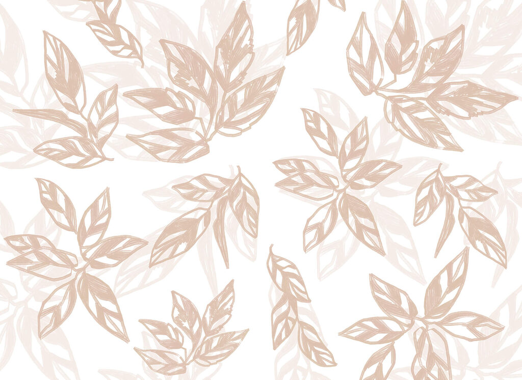Pattern of leaves on a white background