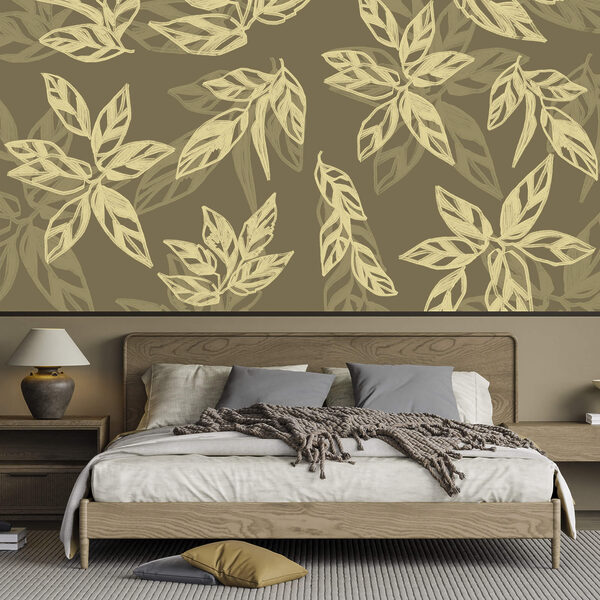 Fototapeten Fototapeten Blattmuster auf braunem Hintergrund (Artikelnummer: t00638v1)