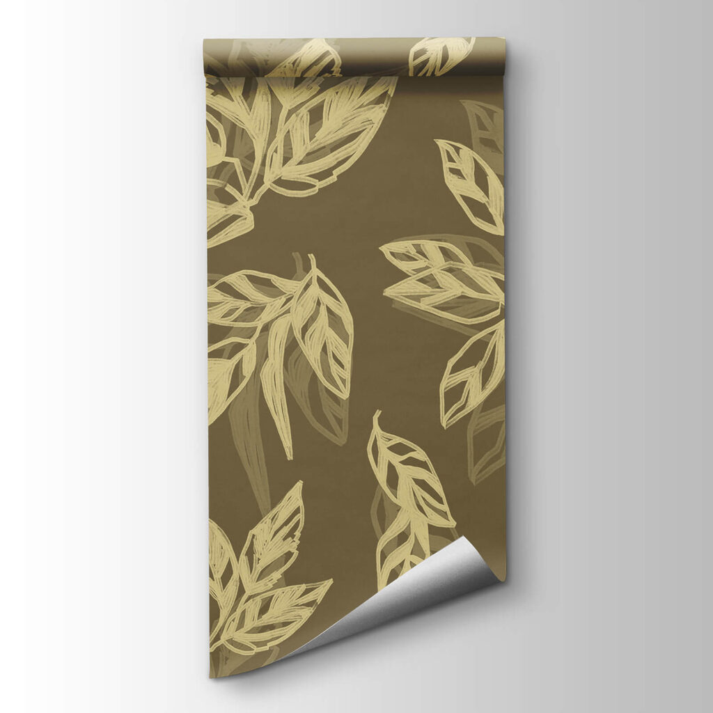 Pattern of leaves on a brown background