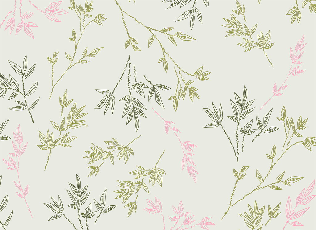 Pattern of leaves on a white background
