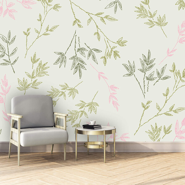 Blattmuster auf weißem Hintergrund Fototapeten Blattmuster auf weißem Hintergrund