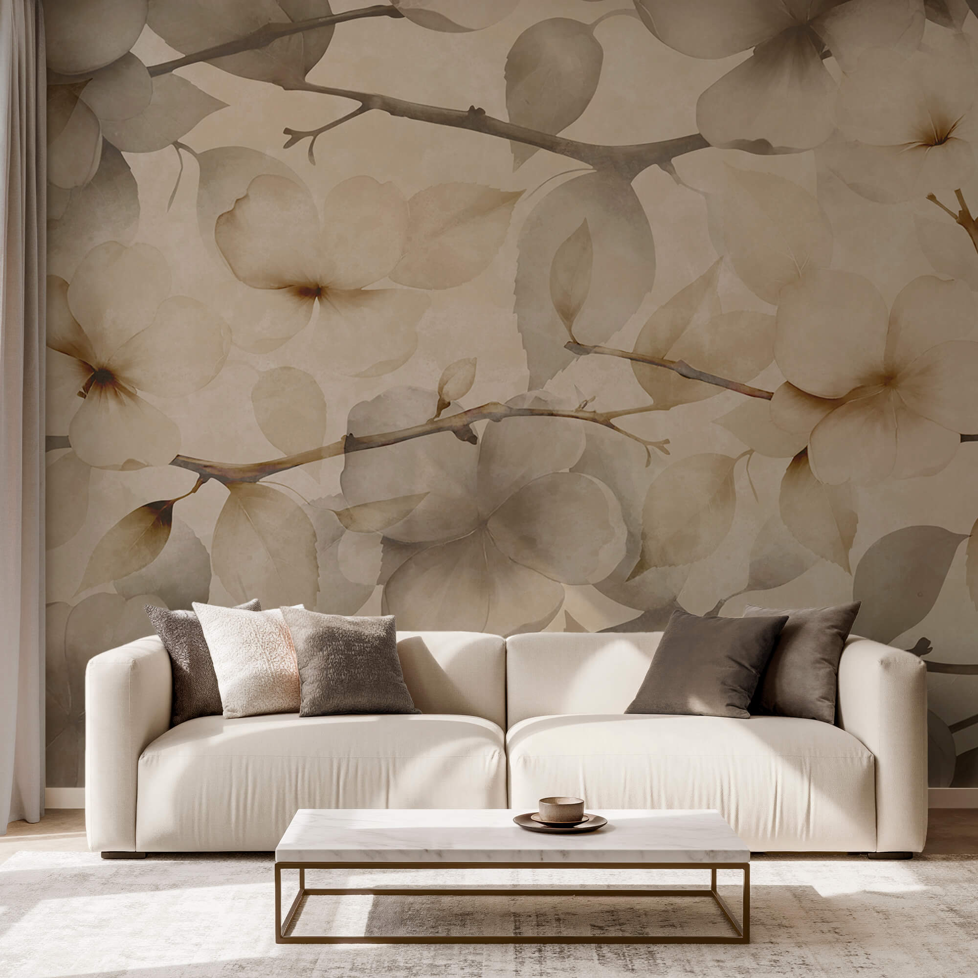 Zarte Blumenmuster auf einem gedeckten Hintergrund