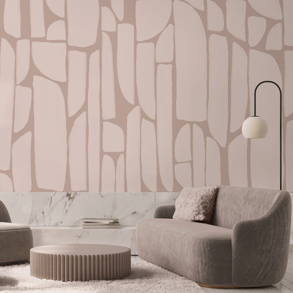 Muster aus weißen und rosa Formen