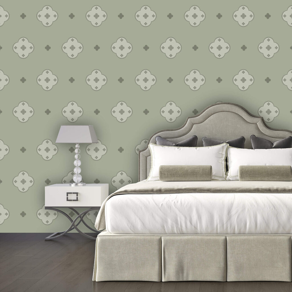 Muster aus Kreuzen auf grünem Hintergrund