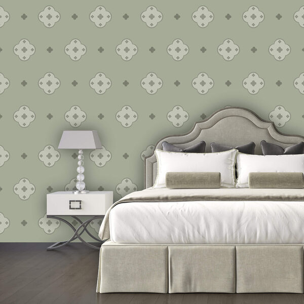 Muster aus Kreuzen auf grünem Hintergrund