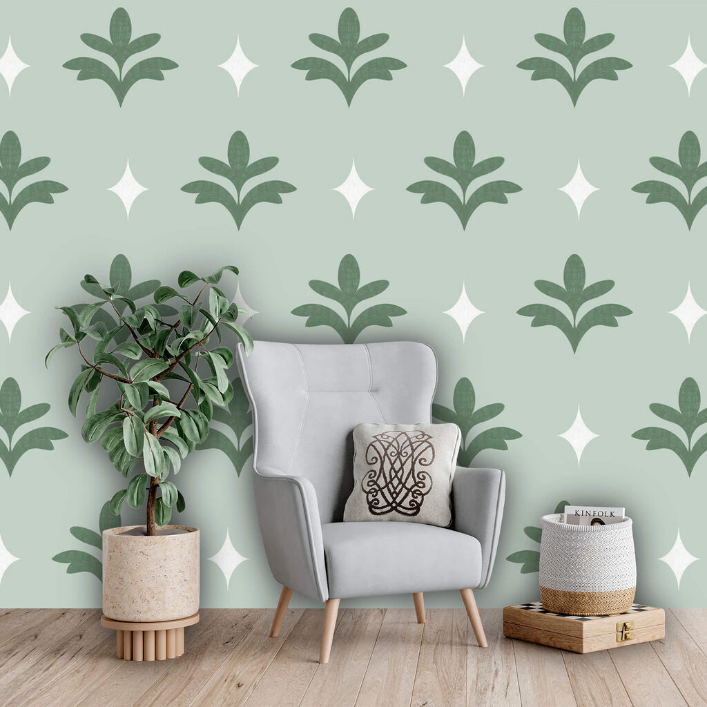 Elegantes botanisches Muster in sanften Farbtönen