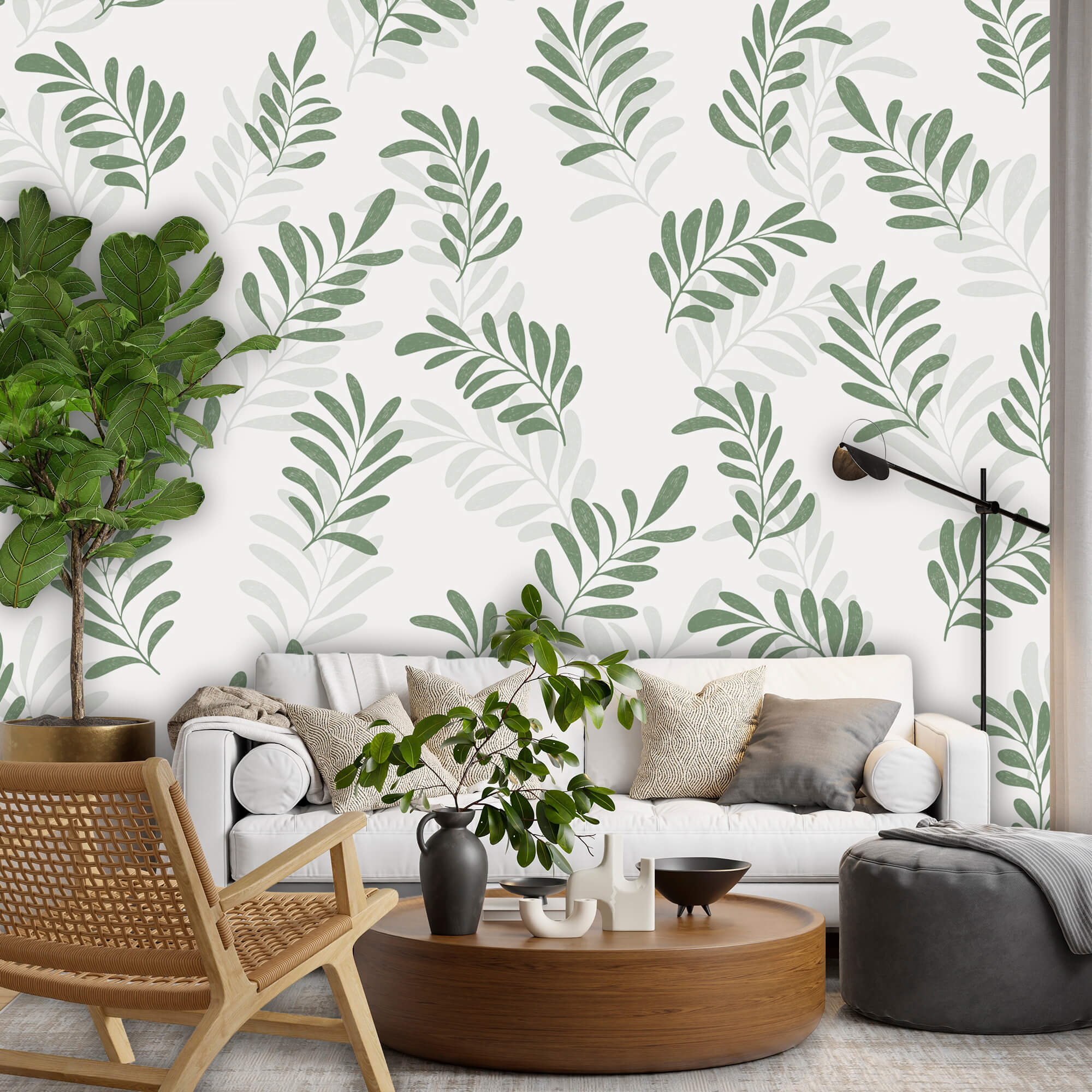 Blattmuster auf weißem Hintergrund