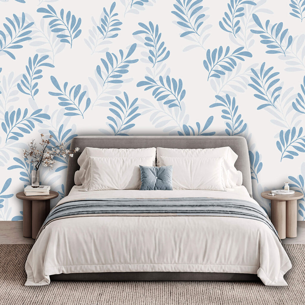 Muster aus blauen Blättern