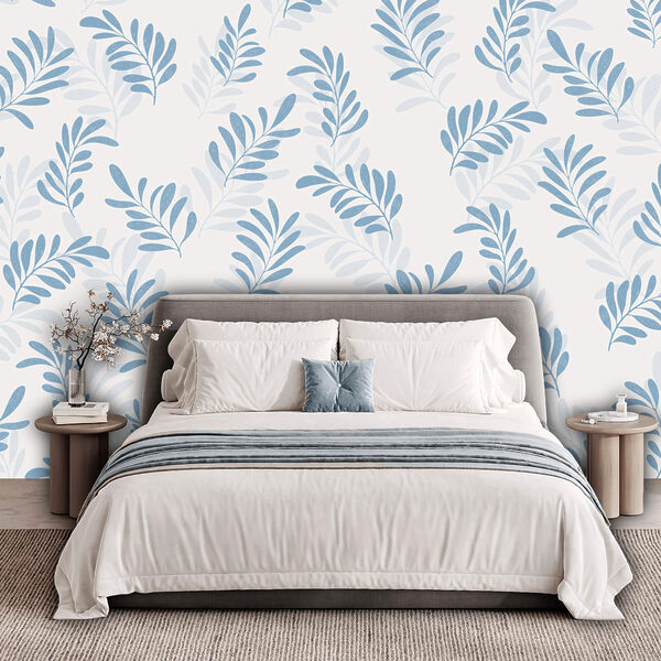 Muster aus blauen Blättern