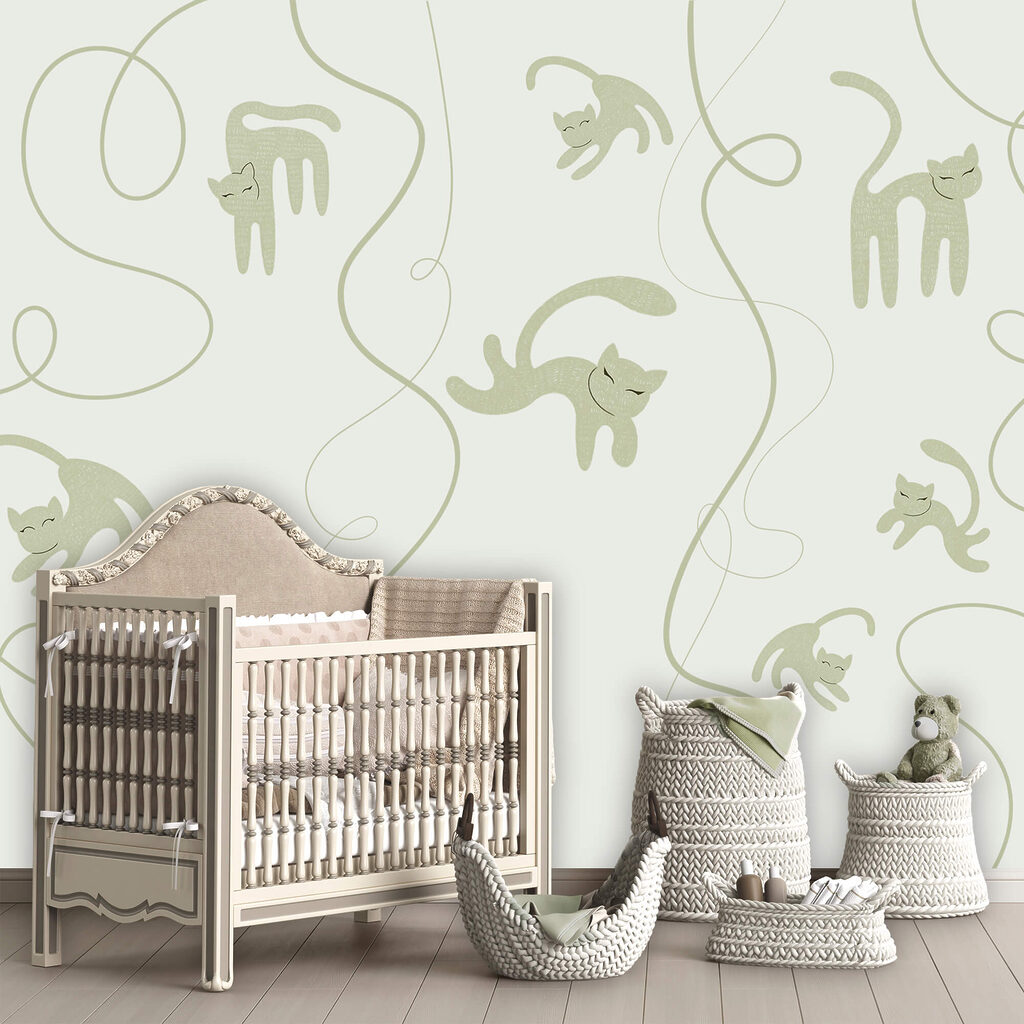 Motiv mit Katzen und Ranken