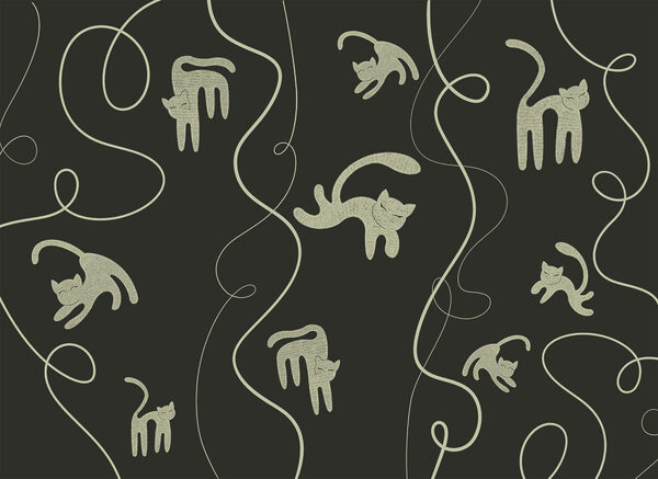 Pattern of cats and vines