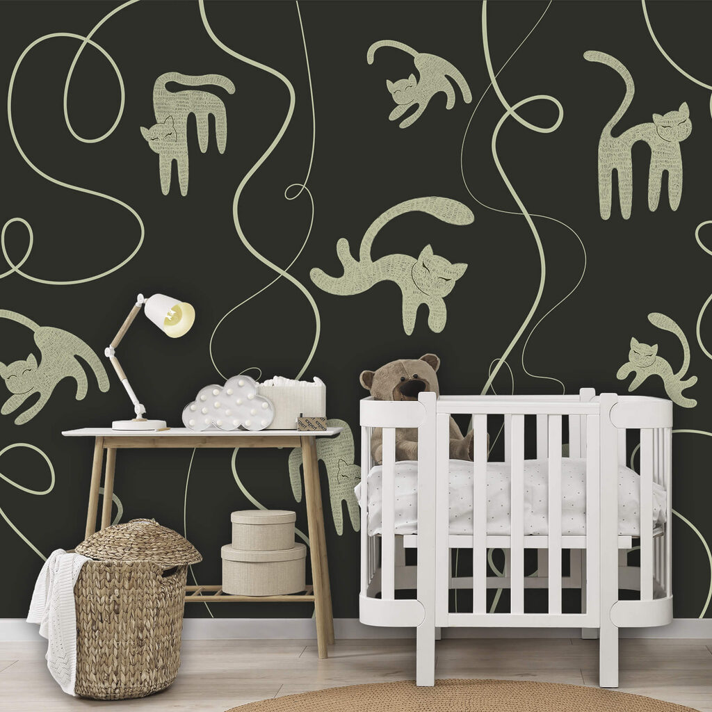 Motiv mit Katzen und Ranken