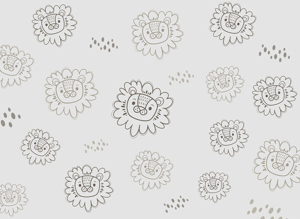 Pattern of lions drawn on a white background