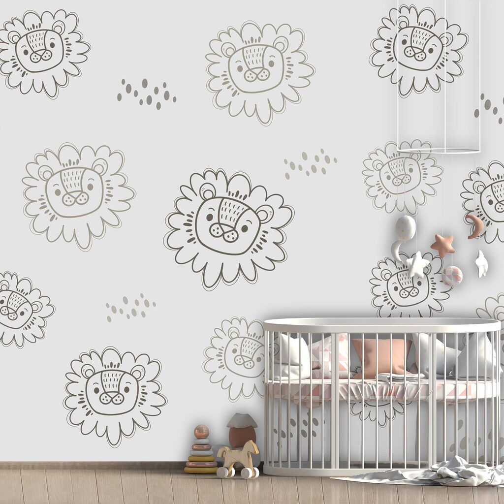 Ein Muster aus Löwen auf weißem Hintergrund