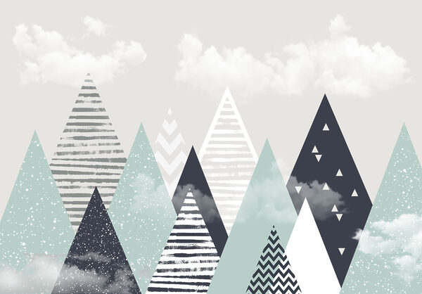Group of triangles and clouds Group of triangles and clouds