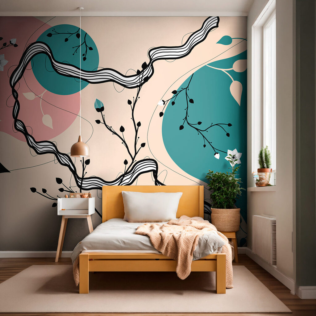 Zeichnung eines Baumes mit Blüten und Blättern