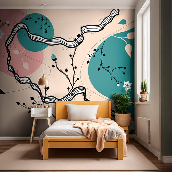 Zeichnung eines Baumes mit Blüten und Blättern