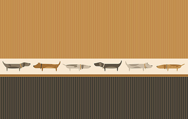 Row of dogs on a wall
