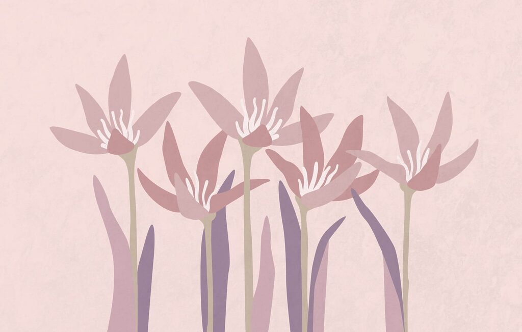 Group of flowers with purple stems Group of flowers with purple stems