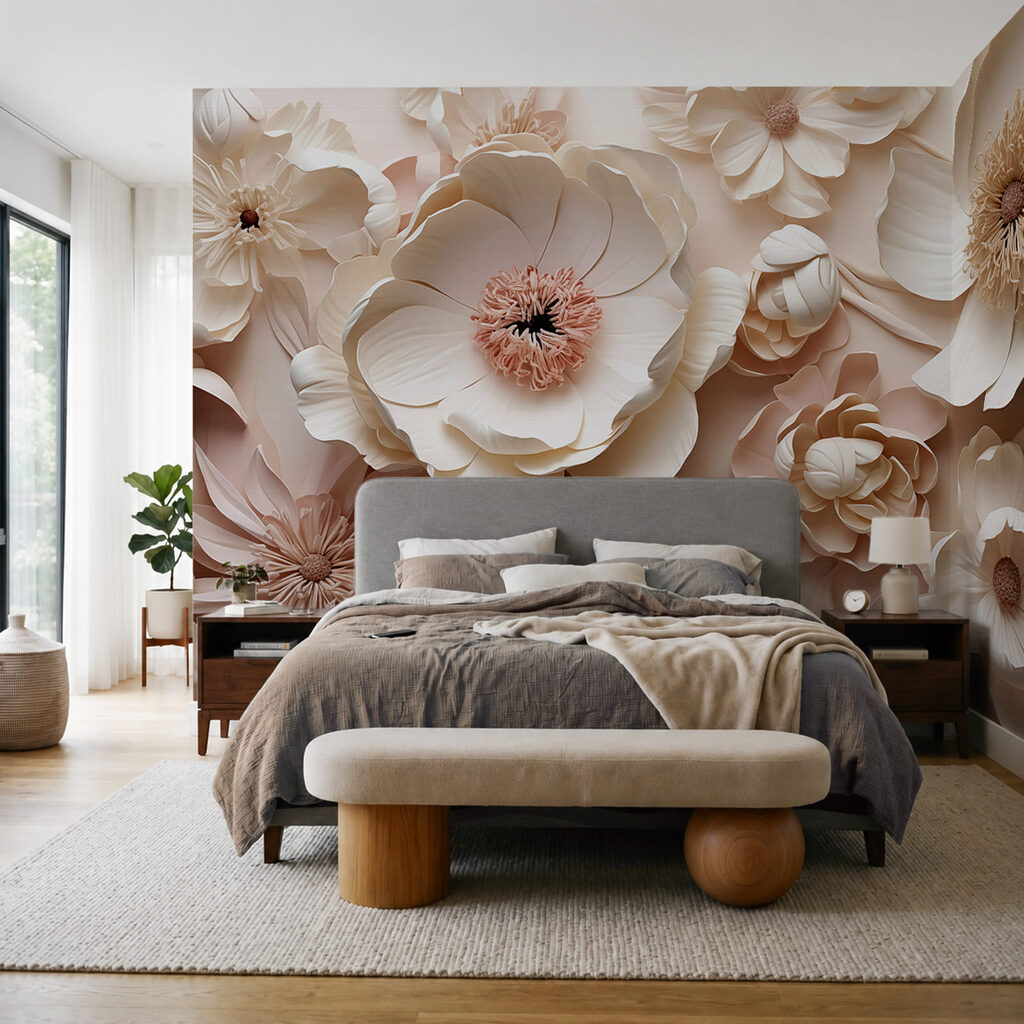 Eine Gruppe weißer und rosa Blumen